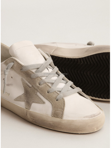 Golden Goose Mens Super-Star Sneakers in Grey Suede With Grey Star and Grey Heel Tab
