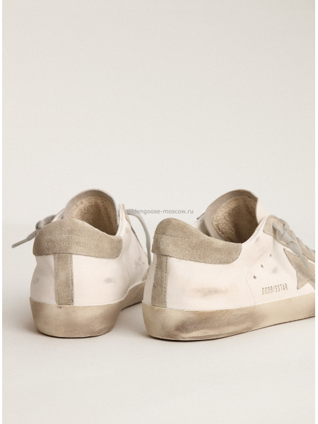 Golden Goose Mens Super-Star Sneakers in Grey Suede With Grey Star and Grey Heel Tab