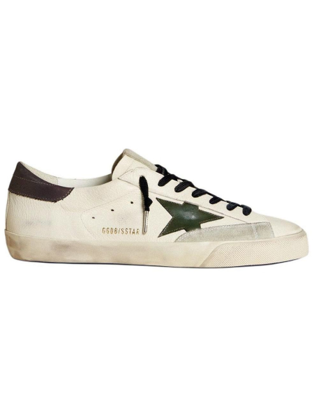 Golden Goose Super-Star Green Leather Star And Grey Leather Heel Tab