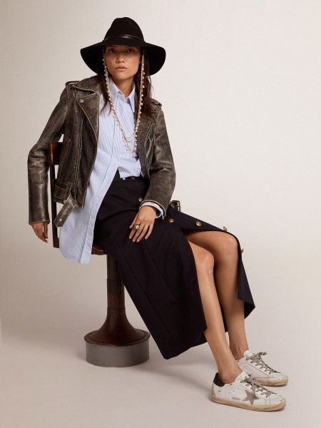 Golden Goose Super-Star Black Heel Tab And Metal Stud Lettering