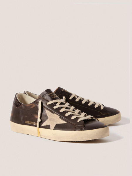Golden Goose Men`s Super Star Brown Croco-Print
