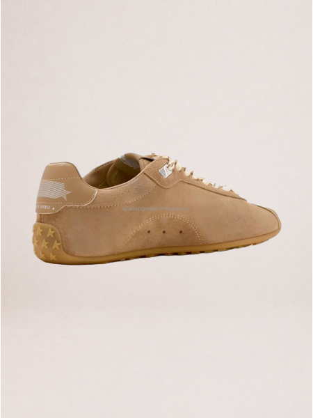 Golden Goose Marathon in Tobacco Suede with Silver Star