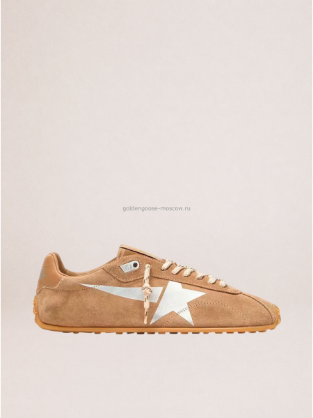 Golden Goose Marathon in Tobacco Suede with Silver Star