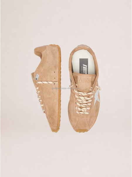 Golden Goose Marathon in Tobacco Suede with Silver Star