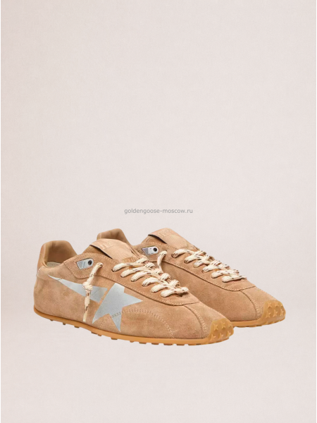Golden Goose Marathon in Tobacco Suede with Silver Star