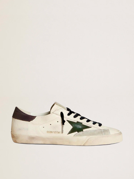 Golden Goose Super-Star Green Leather Star And Grey Leather Heel Tab