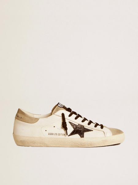 Golden Goose Men's Super-Star Black Croc-Print Star