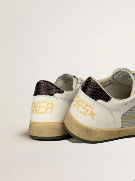 Golden Goose Mens Ball Star in Grey Fabric With Green Star Golden Goose Mens Ball Star in Grey Fabric With Green Star