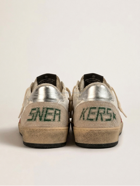 Golden Goose Ball Star in Beige Suede With Red Star Golden Goose Ball Star in Beige Suede With Red Star
