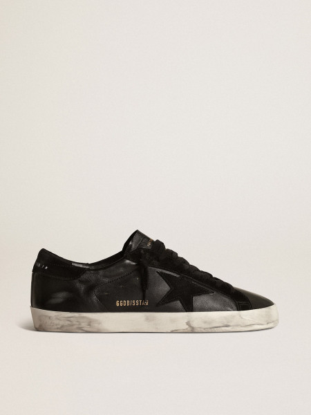 Golden Goose Men`s Super-Star In Black Nappa With Black Suede Star And Heel Tab