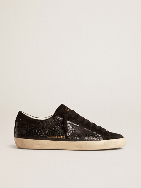 Golden Goose Men's Super-Star Ltd In Crocodile-Print Leather With Black Suede Inserts