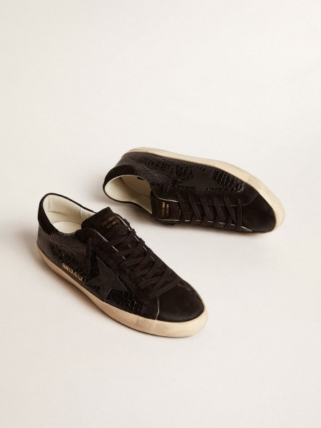 Golden Goose Men's Super-Star Ltd In Crocodile-Print Leather With Black Suede Inserts