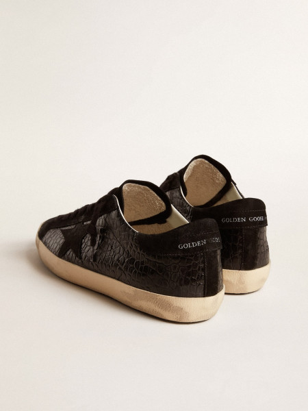 Golden Goose Men's Super-Star Ltd In Crocodile-Print Leather With Black Suede Inserts