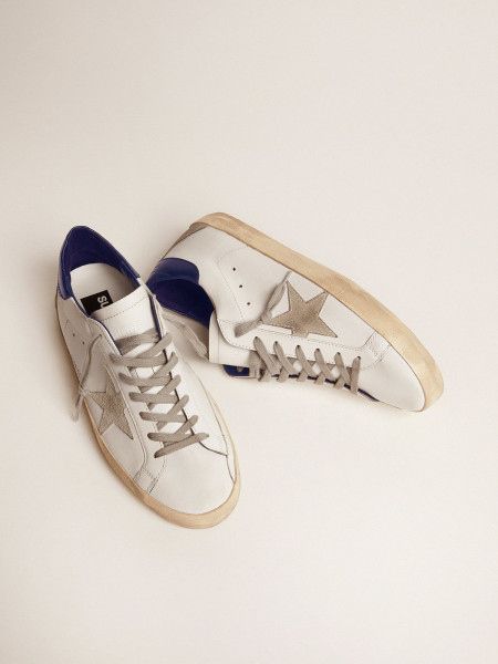 Golden Goose Men's Super-Star With Suede Star And Blue Heel Tab