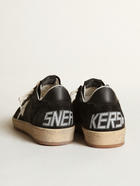 Golden Goose Men's Ball Star In Black Suede With White Leather Star Golden Goose Men's Ball Star In Black Suede With White Leather Star