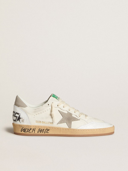 Golden Goose Men's Ball Star In Nappa Leather With Gray Nubuck Star And Heel Tab