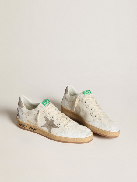 Golden Goose Men's Ball Star In Nappa Leather With Gray Nubuck Star And Heel Tab