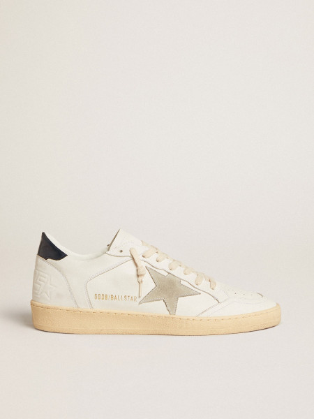 Golden Goose Men`s Ball Star With Ice-Gray Suede Star And Blue Leather Heel Tab