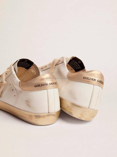 Golden Goose Super-Star with gold sparkle foxing and metal stud lettering Golden Goose Super-Star with gold sparkle foxing and metal stud lettering