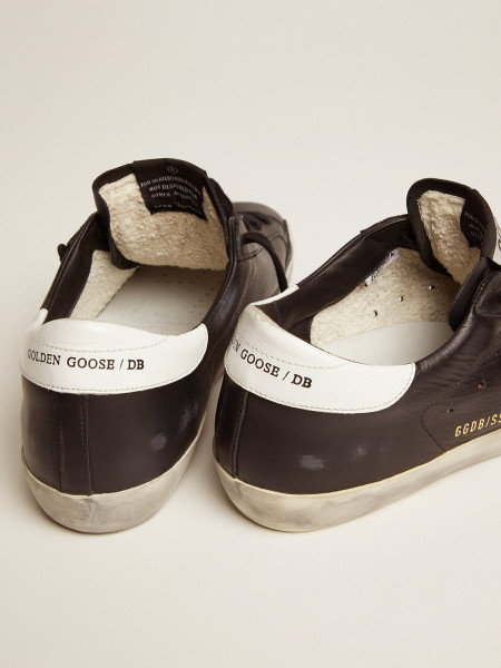 Golden Goose Super-Star In Black Leather With White Leather Star And Heel Tab