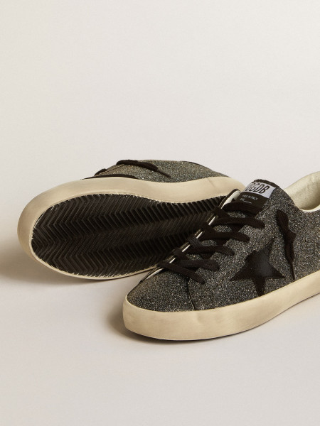Golden Goose Super-Star In Black Swarovski Crystals With Black Suede Star Golden Goose Super-Star In Black Swarovski Crystals With Black Suede Star