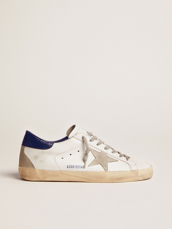 Golden Goose Super-Star With Suede Star And Blue Heel Tab Golden Goose Super-Star With Suede Star And Blue Heel Tab