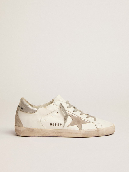 Golden Goose Super-Star With Silver Heel Tab And Metal Stud Lettering
