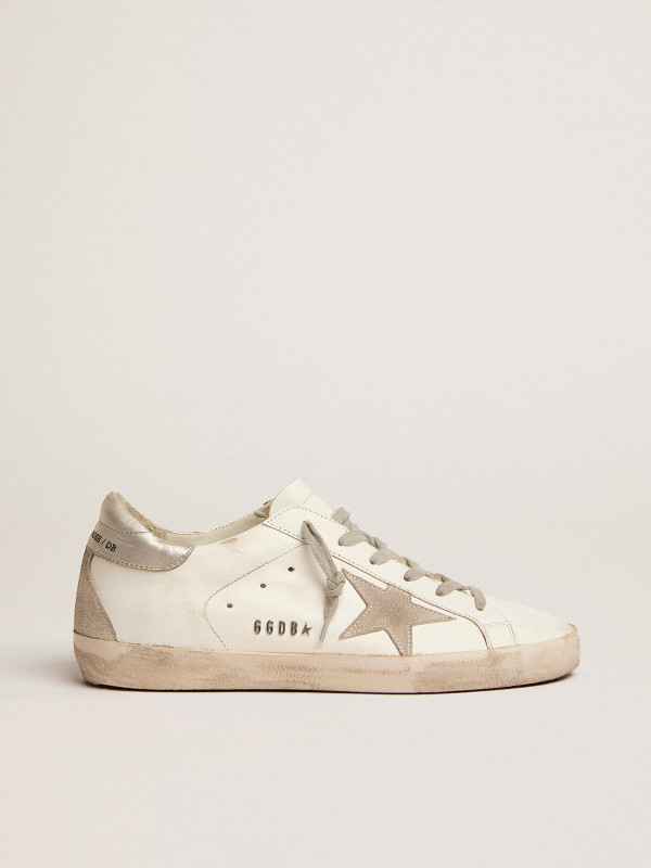 Golden Goose Super-Star With Silver Heel Tab And Metal Stud Lettering Golden Goose Super-Star With Silver Heel Tab And Metal Stud Lettering