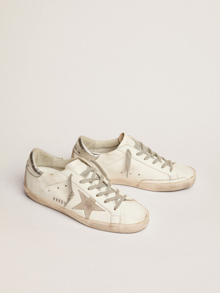 Golden Goose Super-Star With Silver Heel Tab And Metal Stud Lettering Golden Goose Super-Star With Silver Heel Tab And Metal Stud Lettering