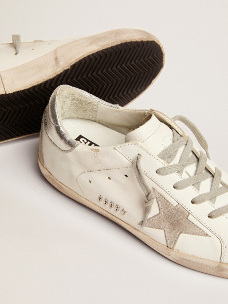 Golden Goose Super-Star With Silver Heel Tab And Metal Stud Lettering Golden Goose Super-Star With Silver Heel Tab And Metal Stud Lettering