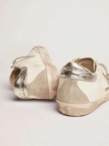 Golden Goose Super-Star With Silver Heel Tab And Metal Stud Lettering Golden Goose Super-Star With Silver Heel Tab And Metal Stud Lettering