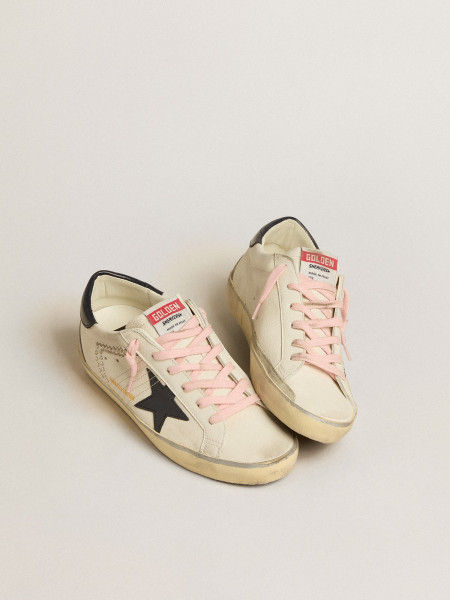 Golden Goose Super-Star Ltd With Blue Leather Star And Decorative Studs