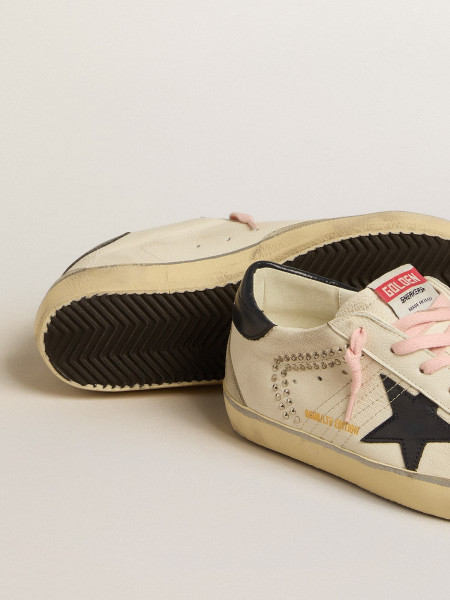 Golden Goose Super-Star Ltd With Blue Leather Star And Decorative Studs