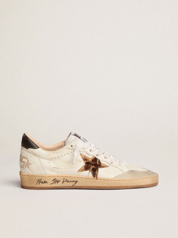 Golden Goose Ball Star With Leopard Print Pony Skin Star And Black Heel Tab Golden Goose Ball Star With Leopard Print Pony Skin Star And Black Heel Tab