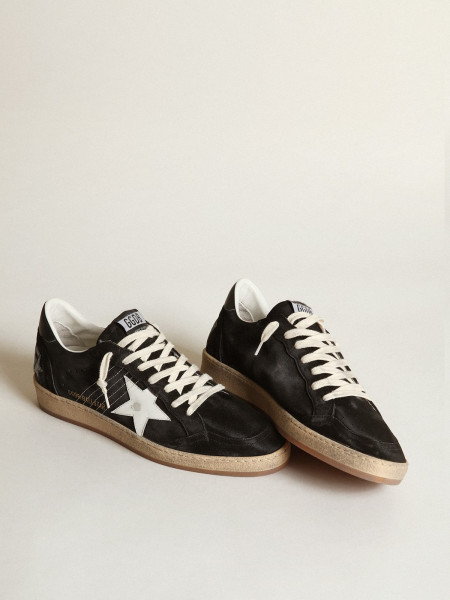 Golden Goose Ball Star In Black Suede With White Leather Star