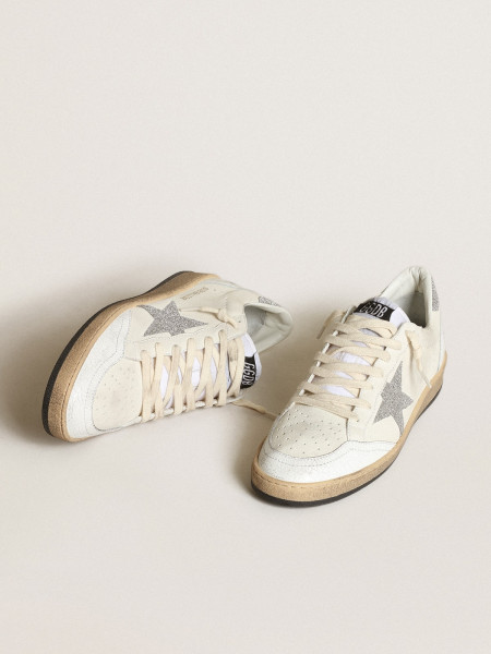 Golden Goose White Ball Star With A Swarovski Crystal Star And Heel Tab