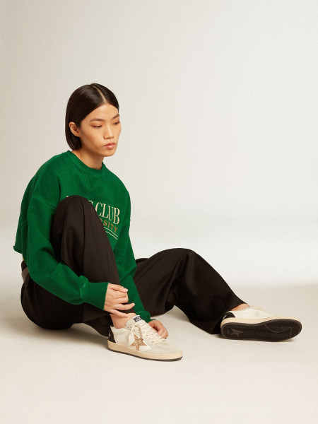 Golden Goose Ball Star Ltd In Nappa And Suede With Glitter Star And Black Heel Tab