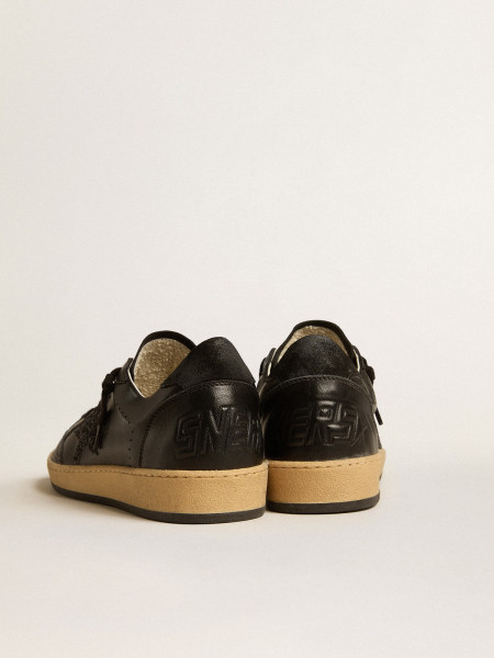 Golden Goose Ball Star In Black Nappa With Black Glitter Star And Suede Heel Tab