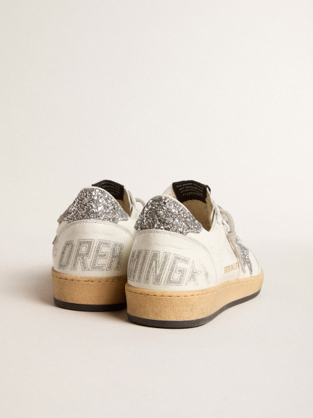 Golden Goose Ball Star Wishes In Nappa Leather With Glitter Star And Heel Tab