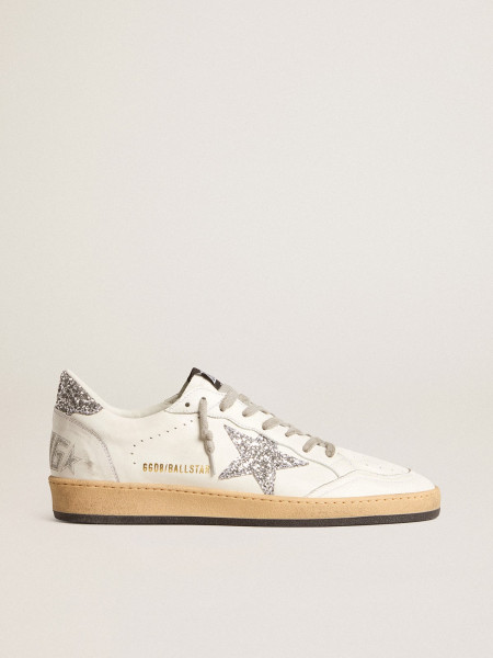 Golden Goose Ball Star Wishes In Nappa Leather With Glitter Star And Heel Tab