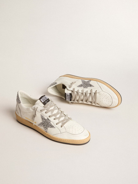 Golden Goose Ball Star Wishes In Nappa Leather With Glitter Star And Heel Tab