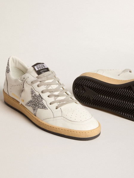 Golden Goose Ball Star Wishes In Nappa Leather With Glitter Star And Heel Tab