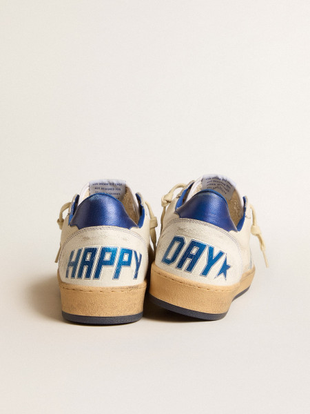Golden Goose Ball Star Wishes In White Nappa Leather With Bright Blue Star And Heel Tab