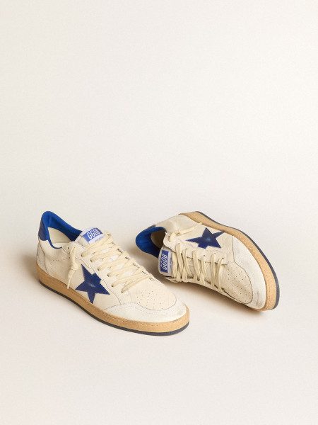Golden Goose Ball Star Wishes In White Nappa Leather With Bright Blue Star And Heel Tab