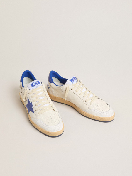 Golden Goose Ball Star Wishes In White Nappa Leather With Bright Blue Star And Heel Tab
