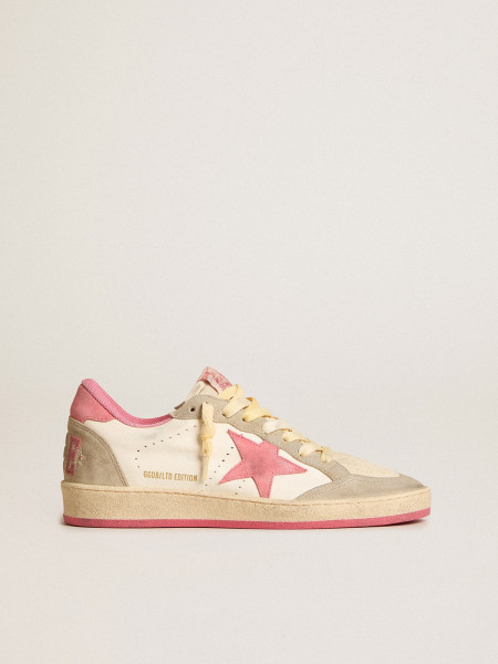 Golden Goose Ball Star Ltd In Nappa With Pink Suede Star And Dove-Gray Inserts
