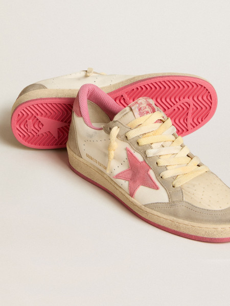 Golden Goose Ball Star Ltd In Nappa With Pink Suede Star And Dove-Gray Inserts
