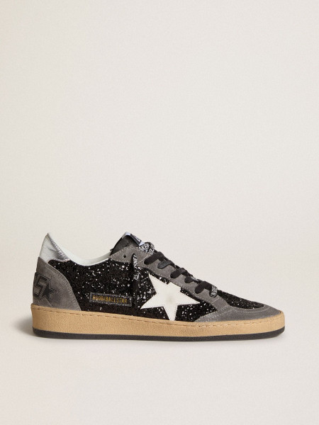 Golden Goose Ball Star In Glitter With Leather Star And Metallic Leather Heel Tab