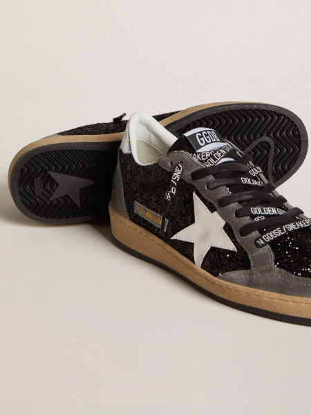 Golden Goose Ball Star In Glitter With Leather Star And Metallic Leather Heel Tab