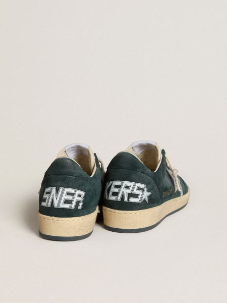 Golden Goose Ball Star In Green Suede With Silver Glitter Star Golden Goose Ball Star In Green Suede With Silver Glitter Star